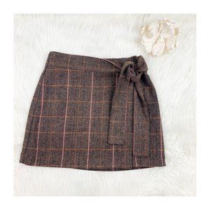 Crosby by Mollie Burch plaid Faux Wrap Skirt L
